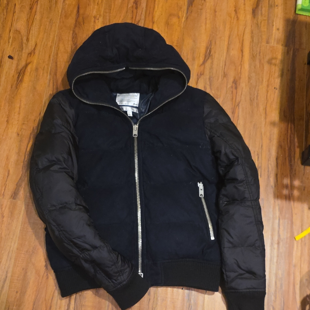 5cm Black Down Puffer Coat Hooded Medium